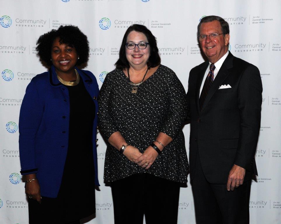 Pictured: Faye Hargrove, CSRA Community Foundation Grants Committee Chair,  Beverly Peltier, and Bill Tucker, CSRA Community Foundation Board President