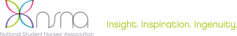 Logo for the National Student Nurses Association and slogan insight, inspiration, ingenuity