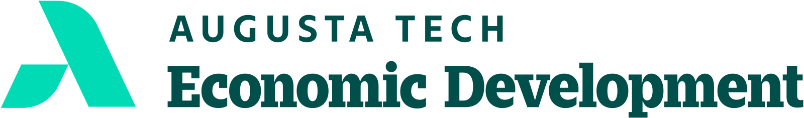 An uppercase abstract A in mint green composed of a smaller leg representing Augusta Technical College supporting the larger leg representing the Augusta Community and economy. The words Augusta Tech and School of Arts & Sciences are in heritage green font to the right of the a, stacked in three horizontal rows with School of Arts & Sciences in bold font.