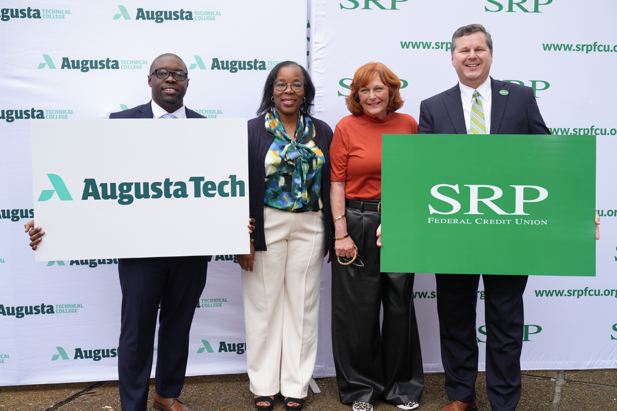 Photo L-R: Dr. Jermaine Whirl, President, Augusta Technical College; Sandra DeVoe Bland, Chair of SRPBoard ; Margaret Woodard, Executive Director, Downtown Development Authority; Eric Jenkins,President and CEO of SRP