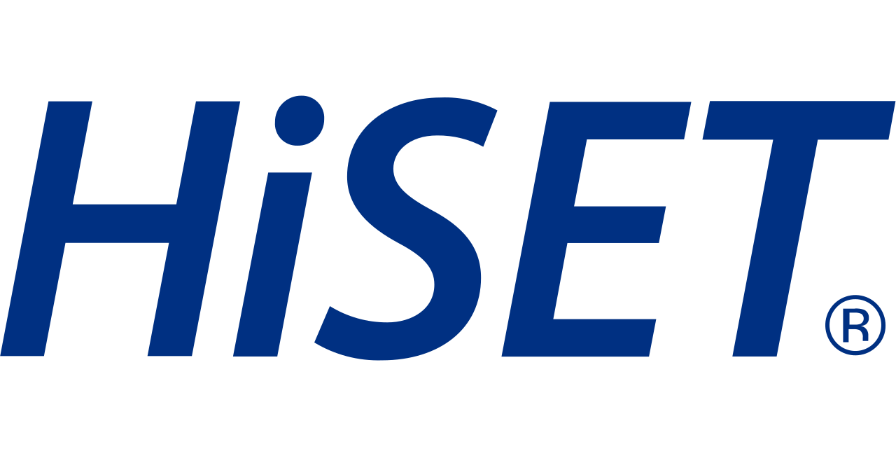 The High School Equivalency Test logo composed of the word HiSet in navy blue letters followed by the trademark logo.