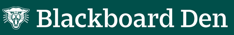 The word Blackboard in white font on a green background. The cougar head is in the lower space on the B facing to the right and snarling.