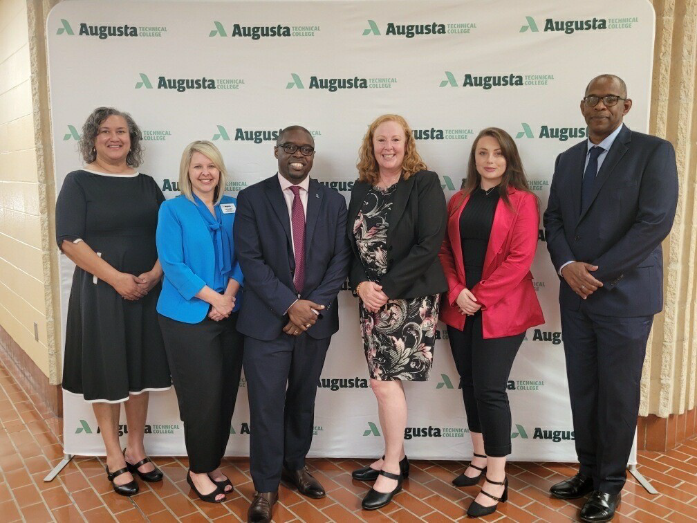 Photo Caption L-R: Dr. Melissa Frank-Alston, Provost, Augusta Technical College (ATC); Julie Langham, Vice President, Economic Development, ATC; Dr. Jermaine Whirl, President ATC; Tammy Taylor, Associate Lab Director, Global Security Directorate (GSD); George Floyd, Chief of Staff, GSD; Jacqueline Brigido, GSD